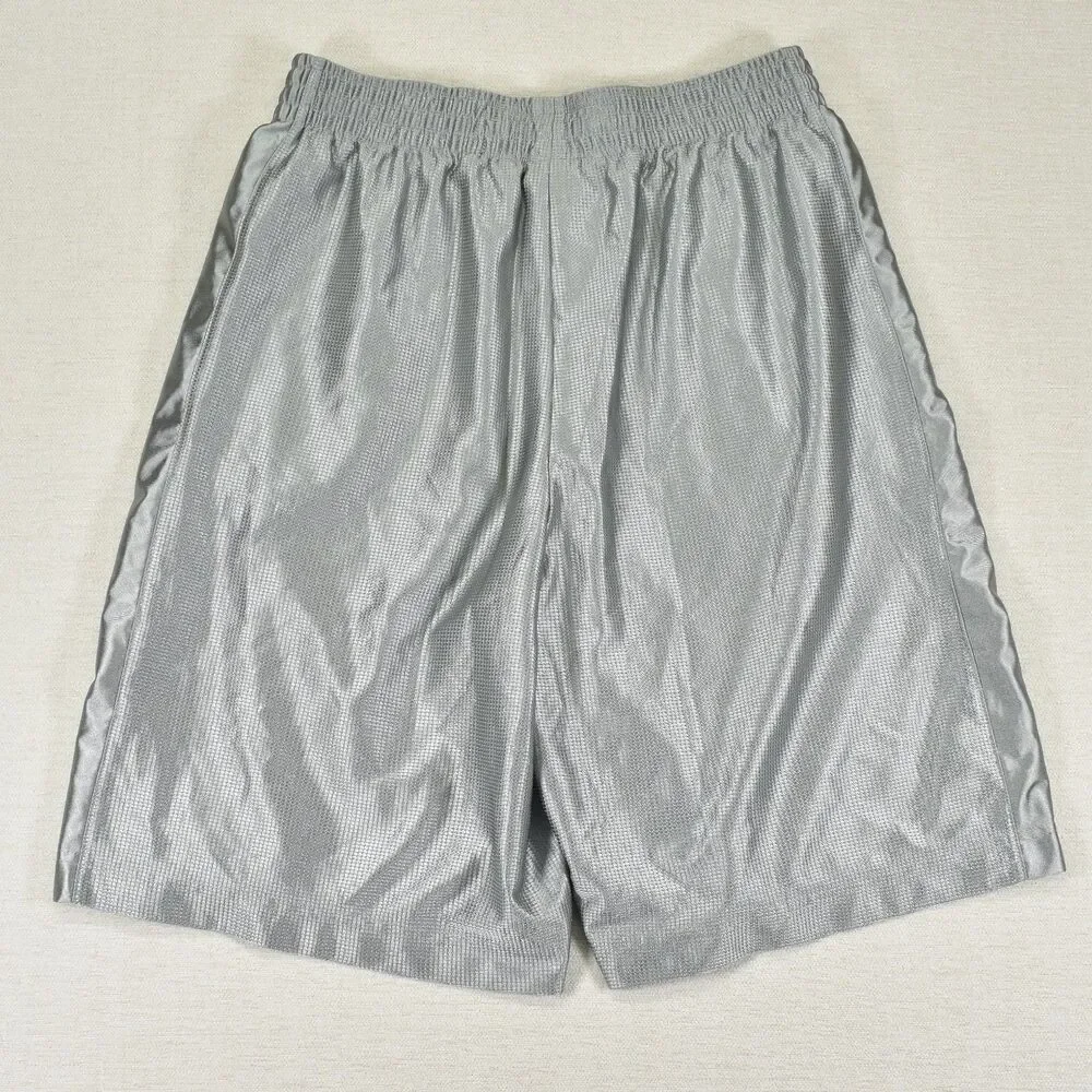 Nike Men’s Medium Dazzle Basketball Shorts Mens Gray Silky Shiny Swoosh